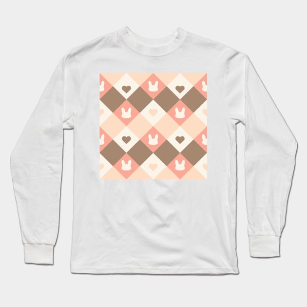 Cute Rabbit Love Pattern Long Sleeve T-Shirt by moonquarius